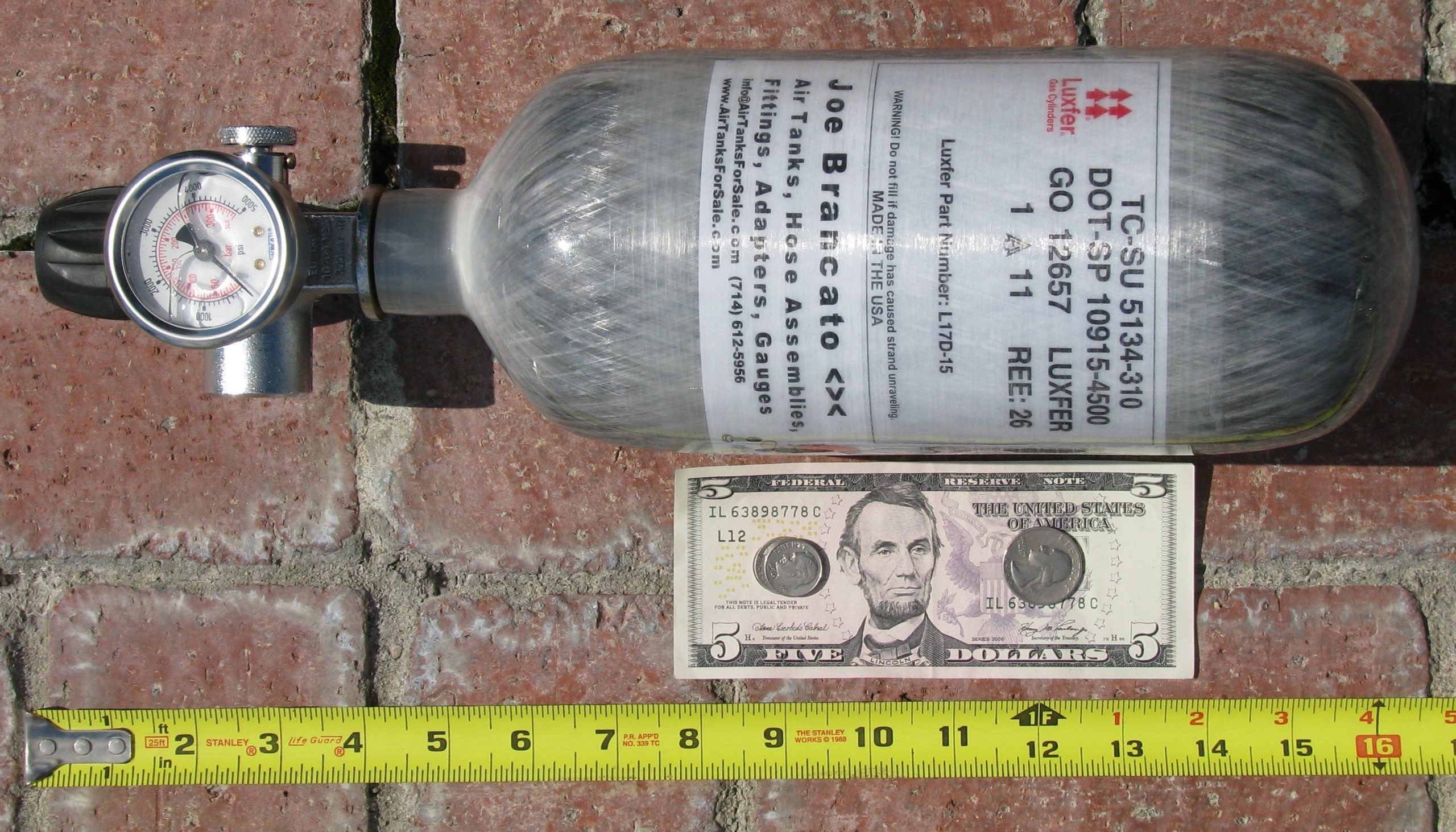 Guppy 90Cu In/16 Cu Ft 4500 PSI PCP Airgun Tank Top Gun Airguns