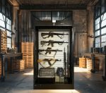 Smart Gun Safe with Fingerprint and Bluetooth Lock for Secure Storage and Display