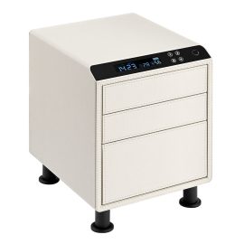 Leather Nightstand Safe with Fingerprint and Bluetooth Lock
