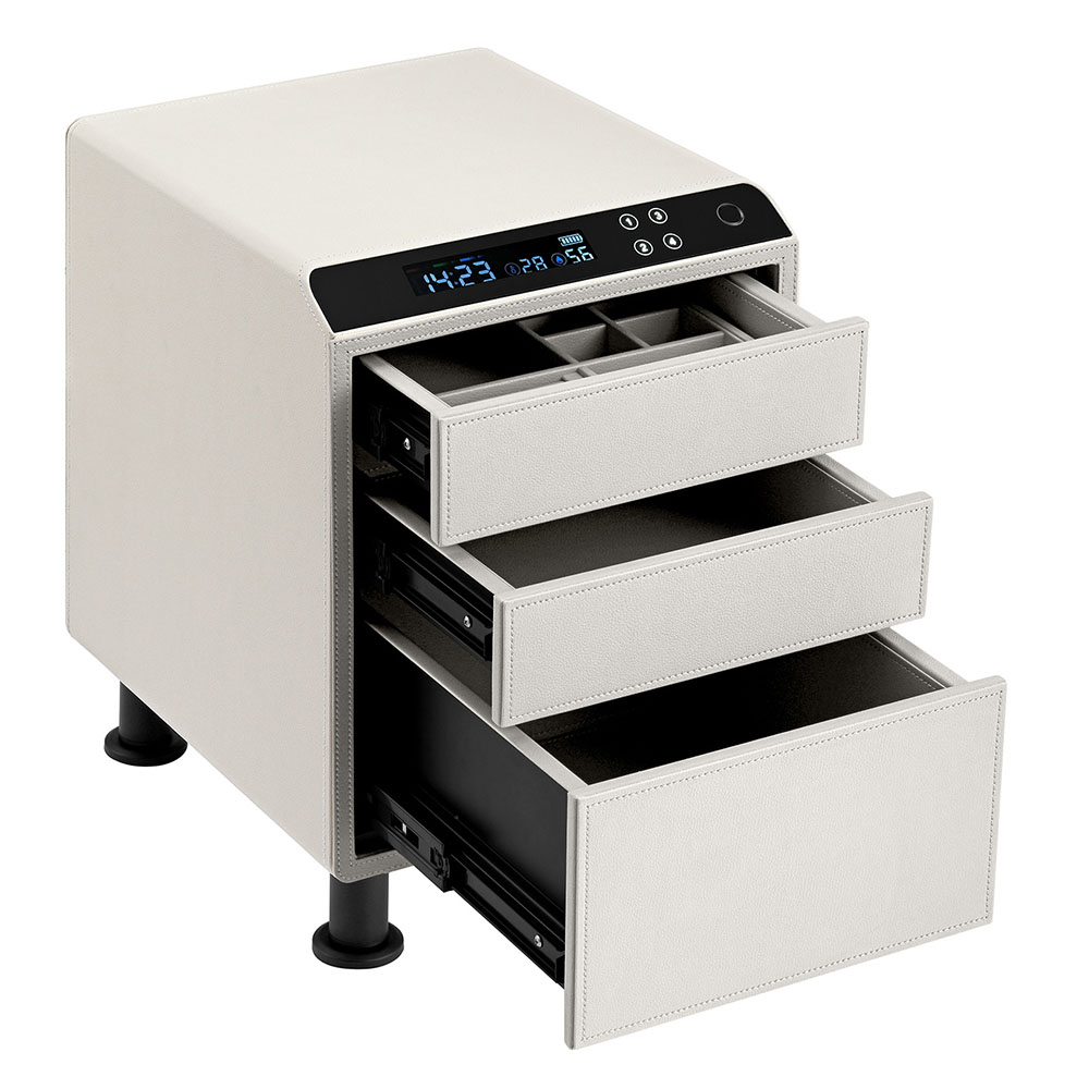 Leather Nightstand Safe with Fingerprint and Bluetooth Lock