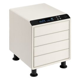 Leather Nightstand Safe with Fingerprint and Bluetooth Lock