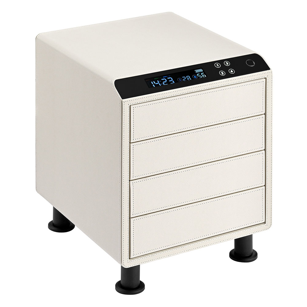 4-1W-1 Leather Nightstand Safe with Fingerprint and Bluetooth Lock