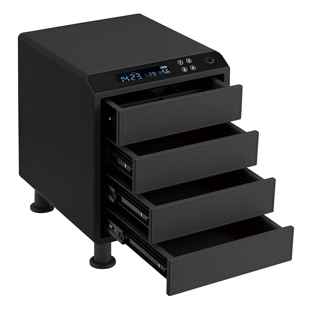 Leather Nightstand Safe with Fingerprint and Bluetooth Lock