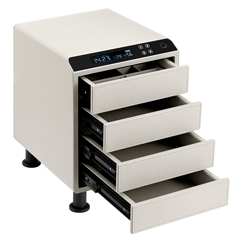 Leather Nightstand Safe with Fingerprint and Bluetooth Lock