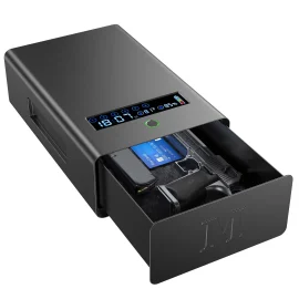 Biometric Bedside Gun Safe with Alarm Clock, Touchscreen Keypad, and LCD Display – Quick Access
