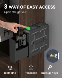 Biometric Slider Gun Safe – Quick Access Pistol Safe for Bedside, Nightstand, Desk, Wall, or Dresser