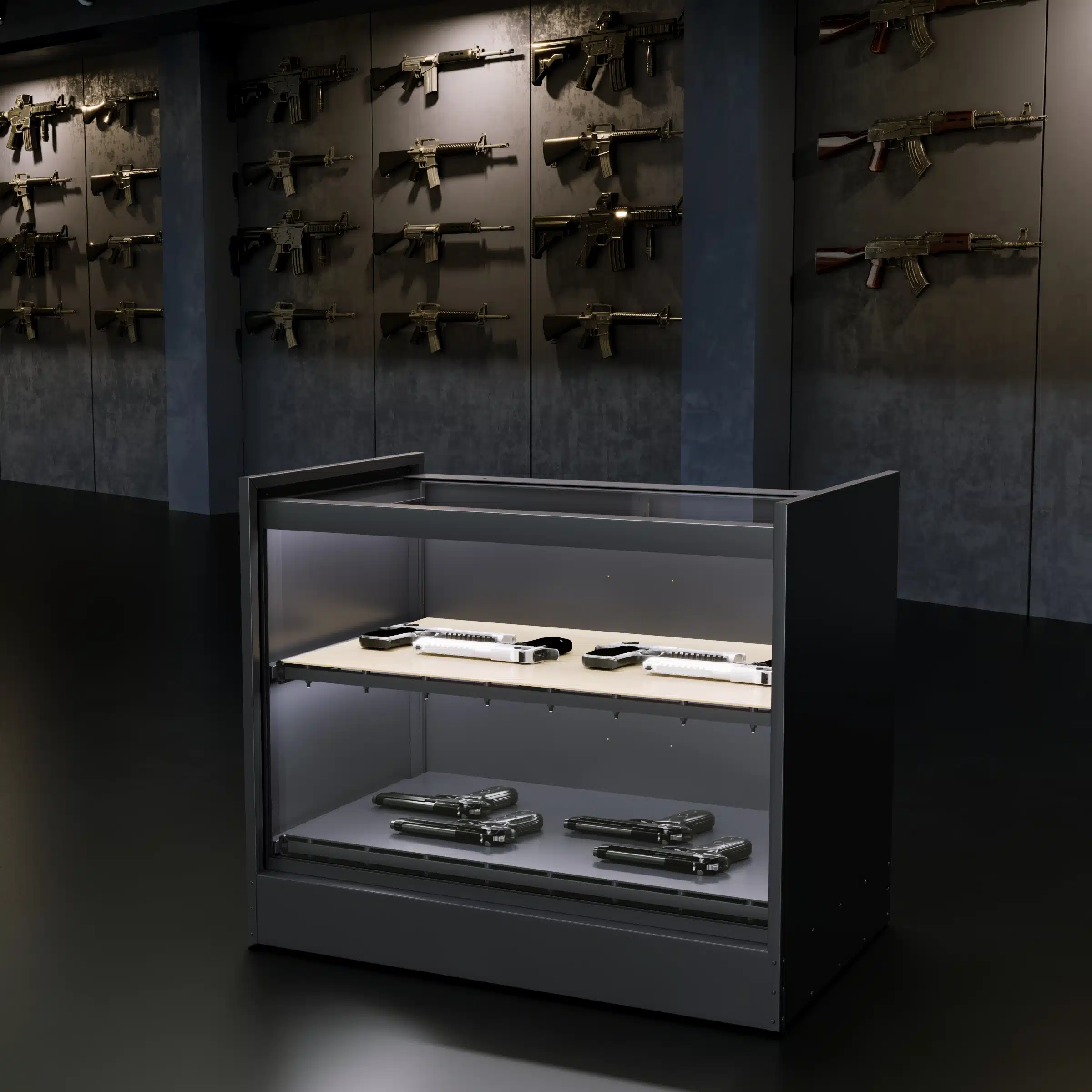 Bulletproof Glass Display Safe for Jewelry, Firearms, and Valuables Stores