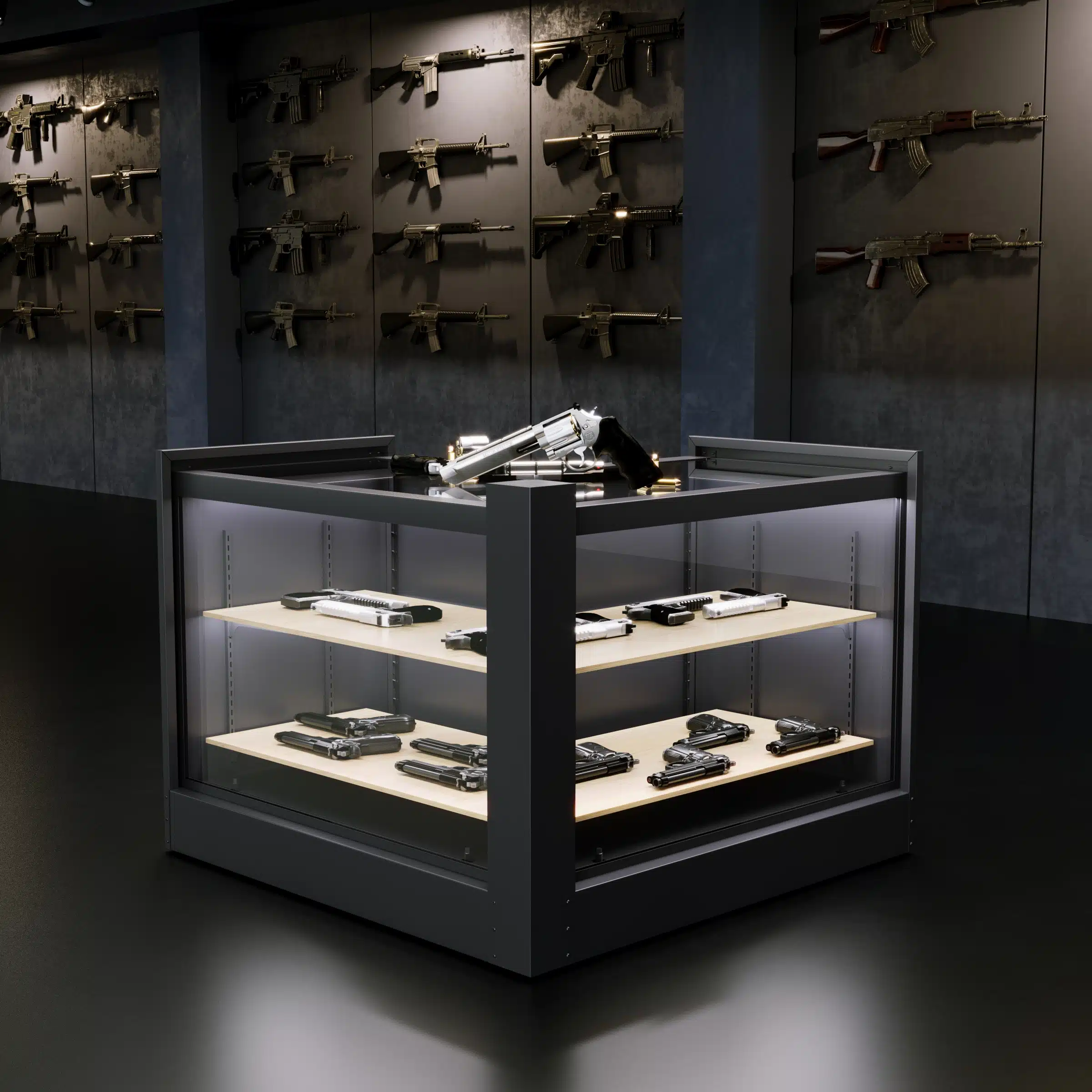 Bulletproof Glass Display Safe for Jewelry, Firearms, and Valuables Stores