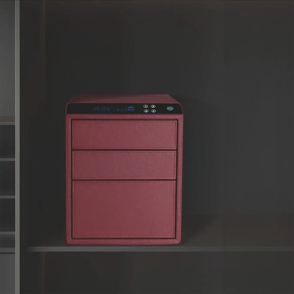 Leather Nightstand Safe with Fingerprint and Bluetooth Lock