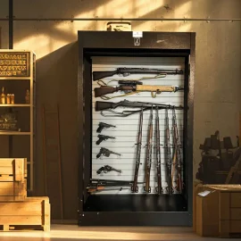 Smart Gun Safe with Fingerprint and Bluetooth Lock for Secure Storage and Display