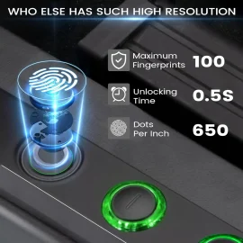 Biometric Digital Gun Safe for Pistols with Quick Access DOJ Certified