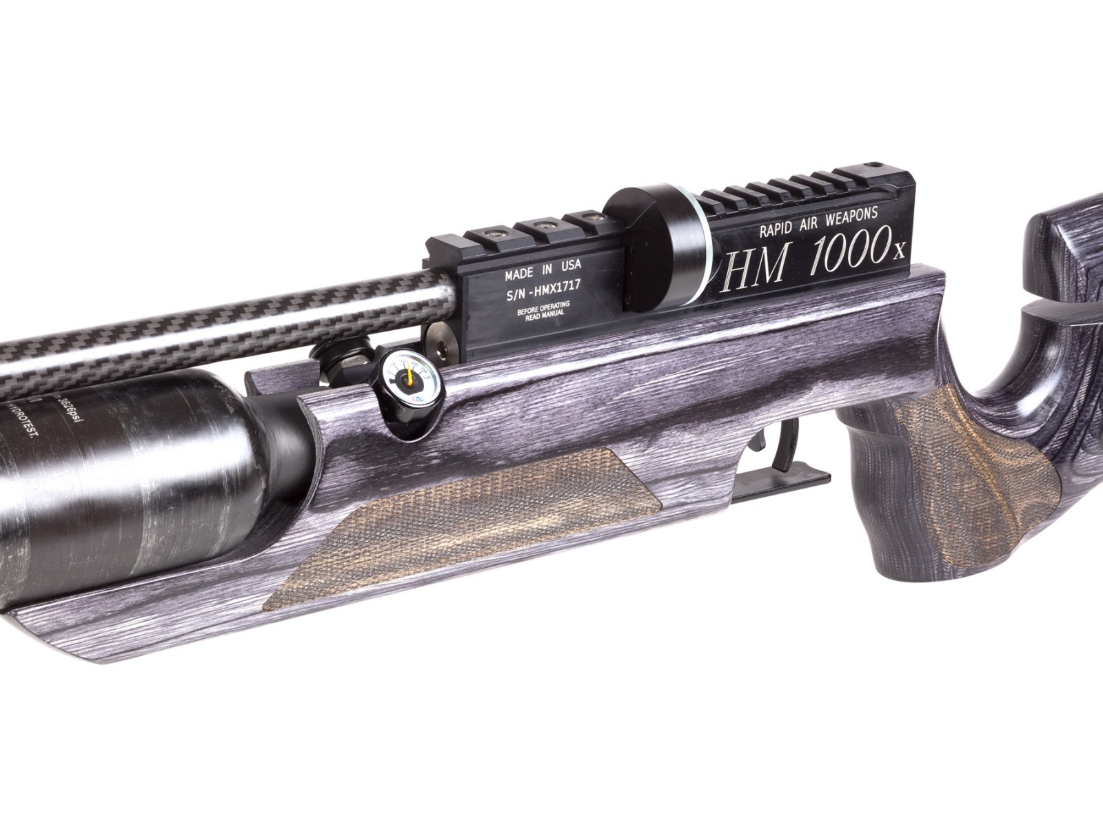 RAW HM1000x LRT Air Rifle, Black Laminate w/Moderator by RAW Rapid Air Worx