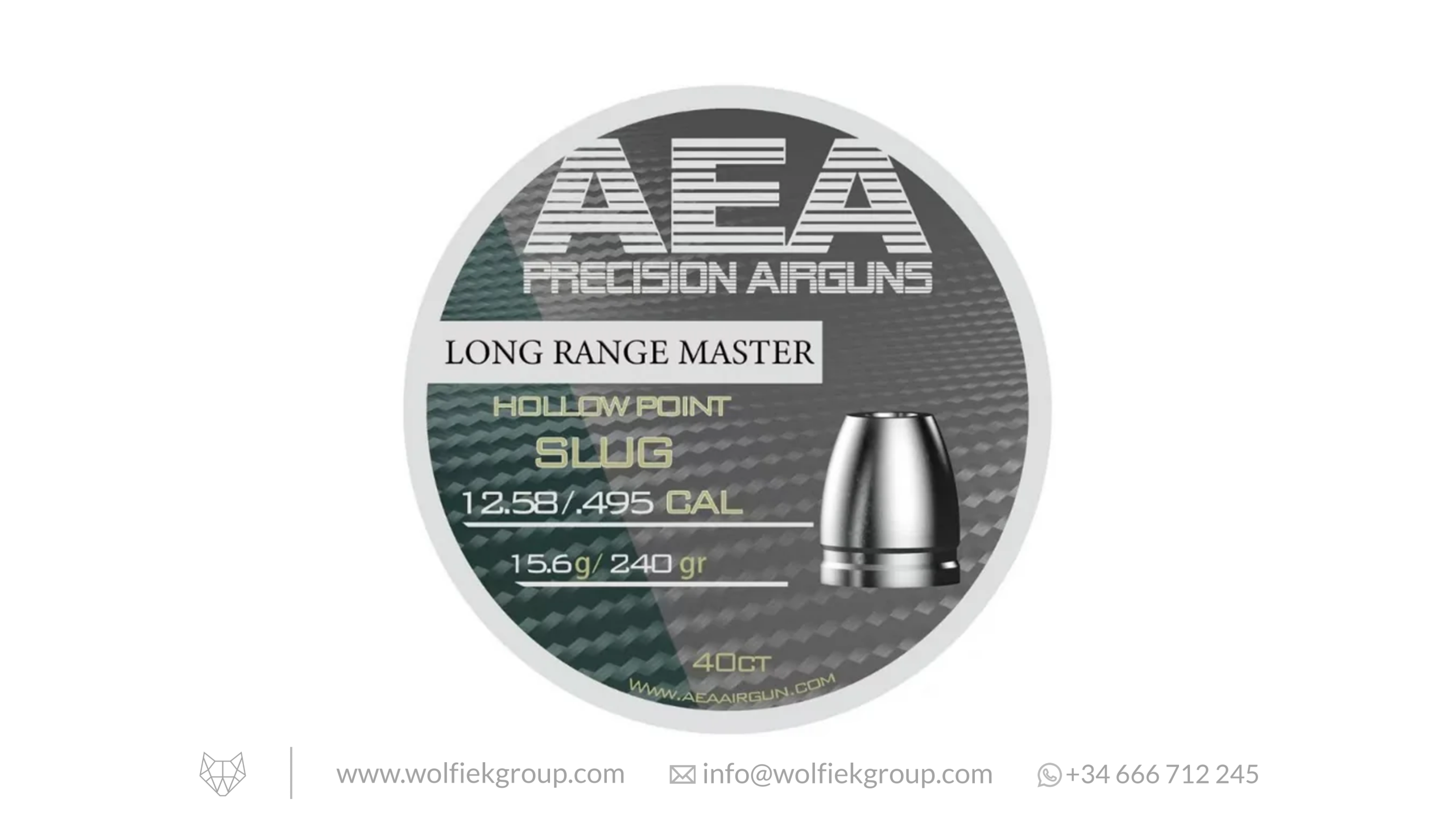 AEA Long Range Master Hollow Point Slugs - Cal .495 (12.58mm) | 15.6g (240gr) - image 1 AEA Long Range Master Hollow Point Slugs - Cal .495 (12.58mm) | 15.6g (240gr)