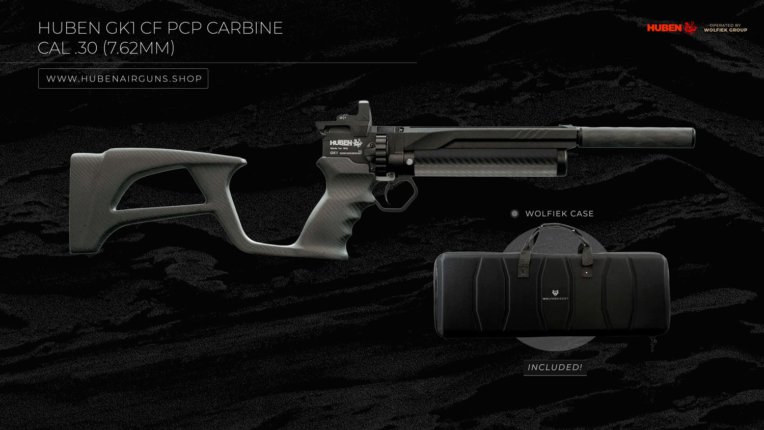 Huben GK1 V3+ CF PCP Carbine · Cal .30 (7.62mm)