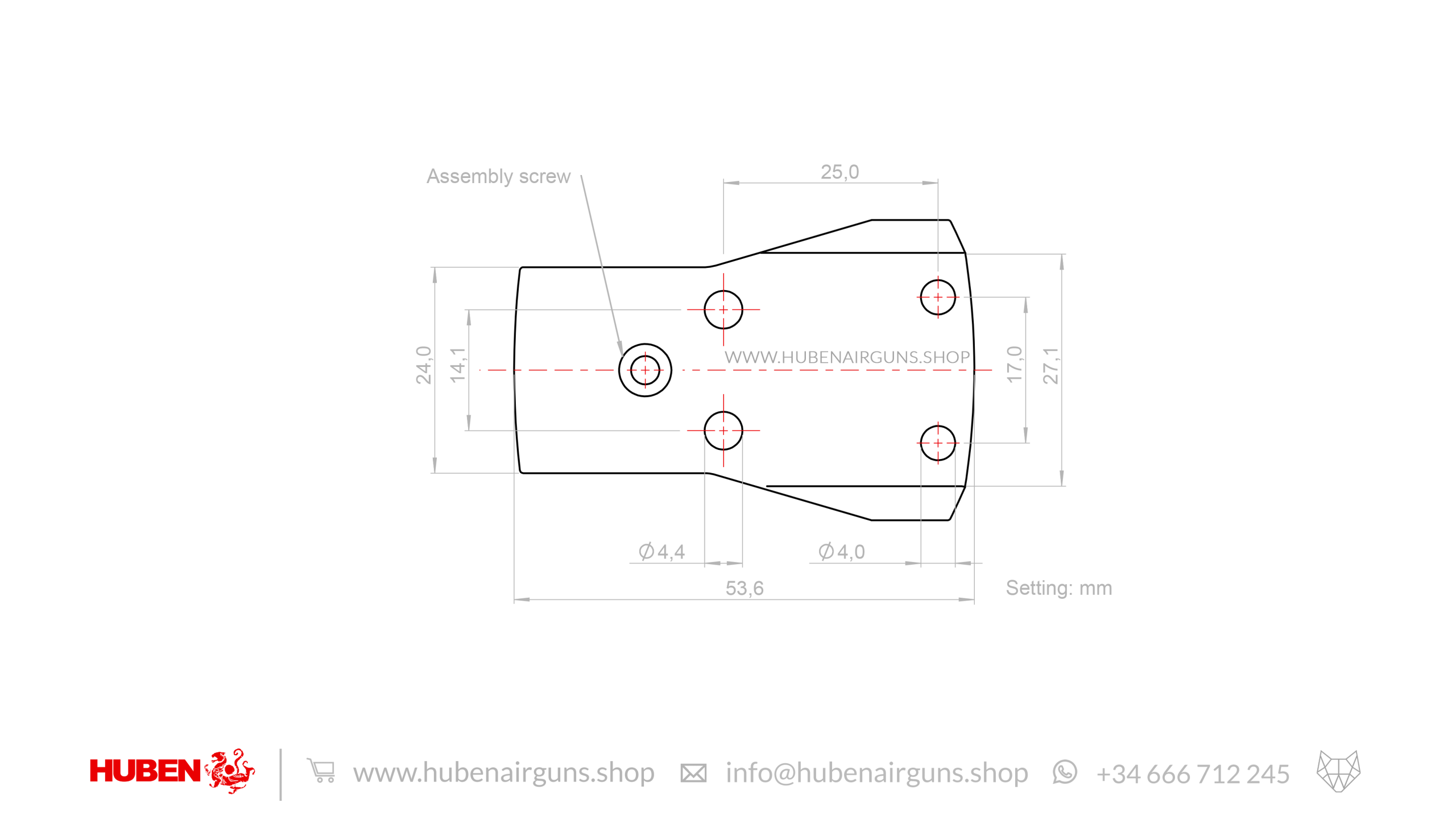 Huben GK1 Pistol Mounting Plate for Red Dot Sight 1x17x24