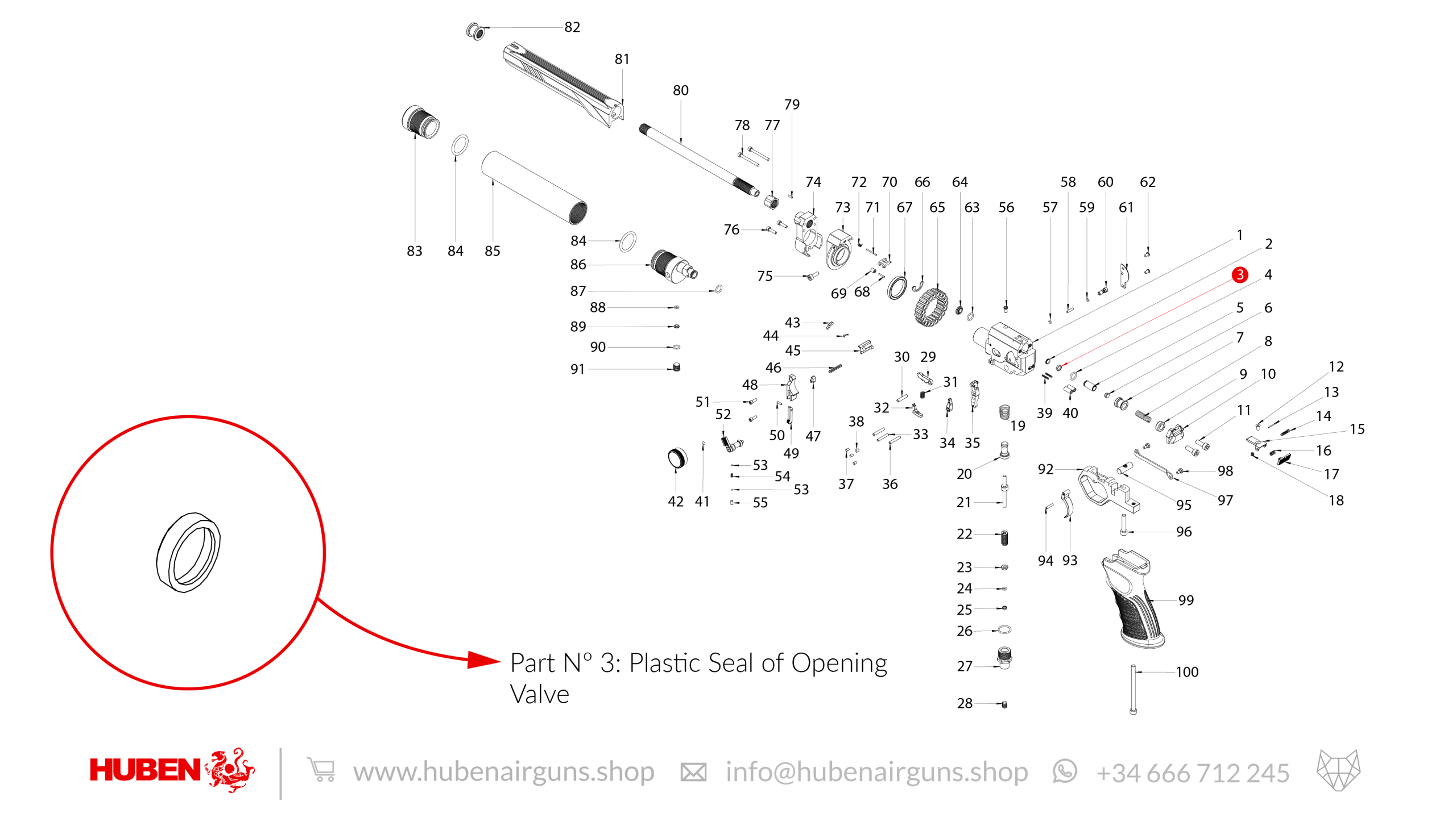 Spare Parts for Huben GK1 Air Pistol | TopGun-Airguns — Premium