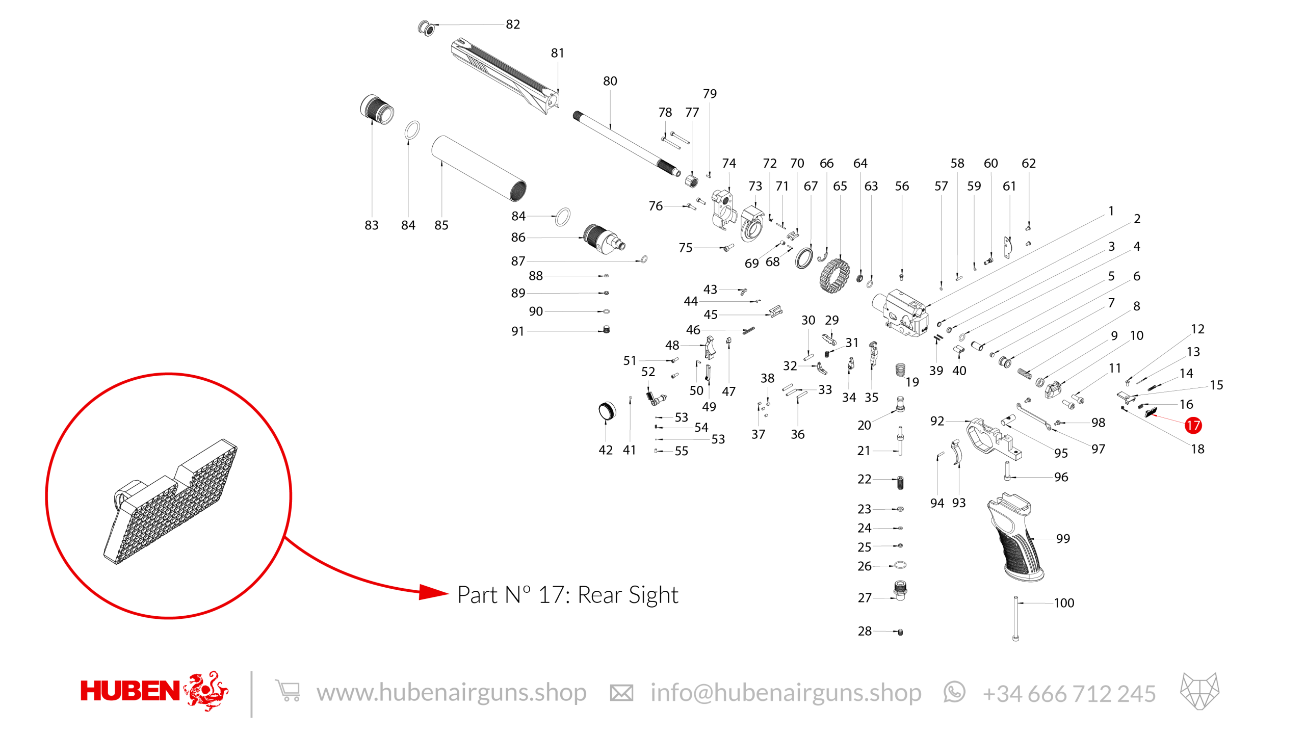 Spare Parts for Huben GK1 Air Pistol