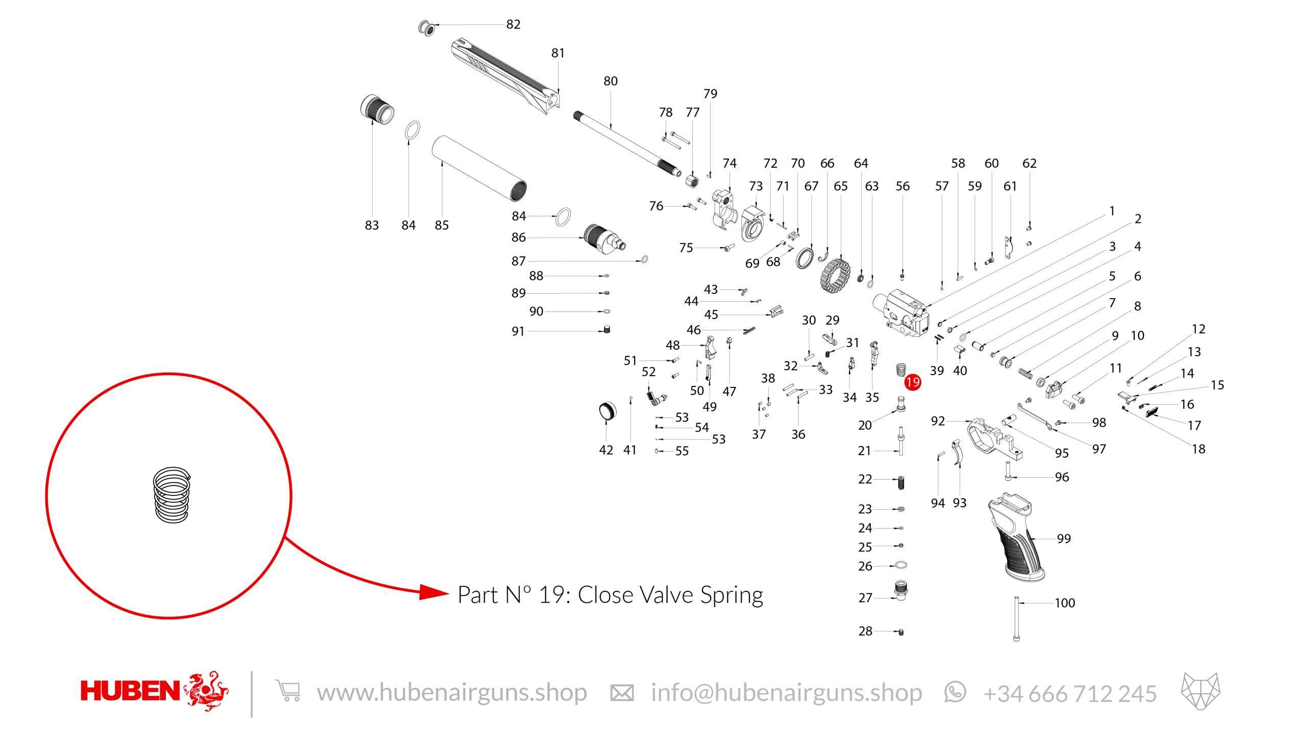 Spare Parts for Huben GK1 Air Pistol