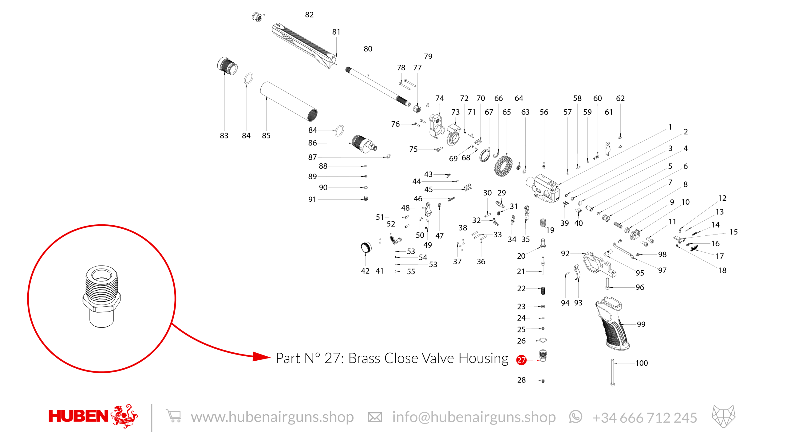 Spare Parts for Huben GK1 Air Pistol