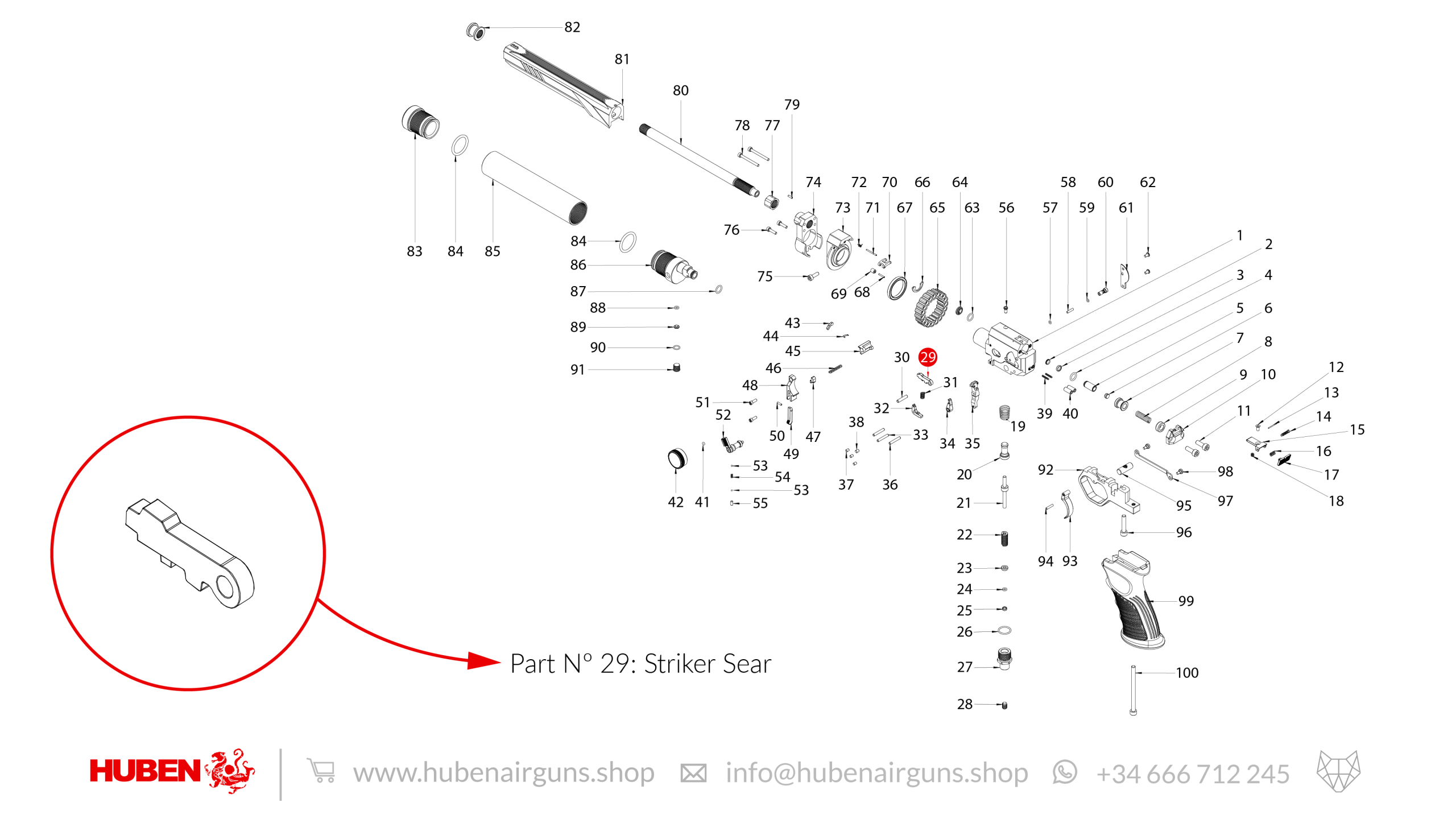 Spare Parts for Huben GK1 Air Pistol