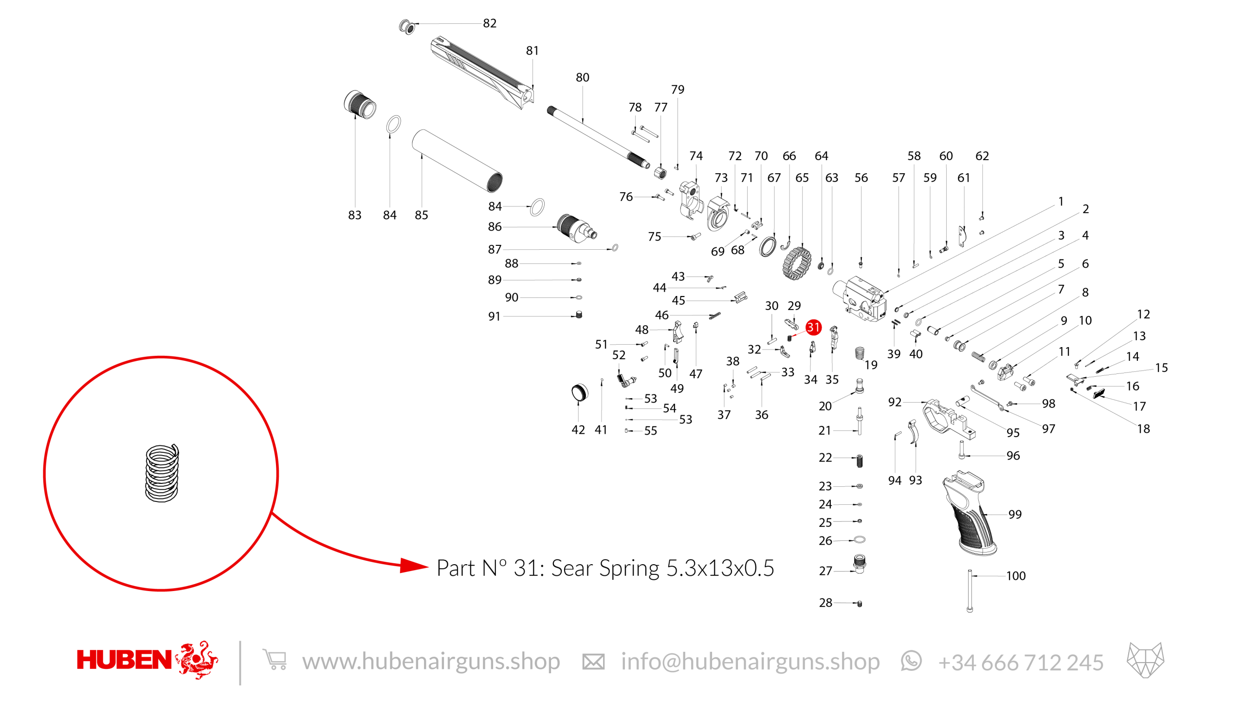 Spare Parts for Huben GK1 Air Pistol