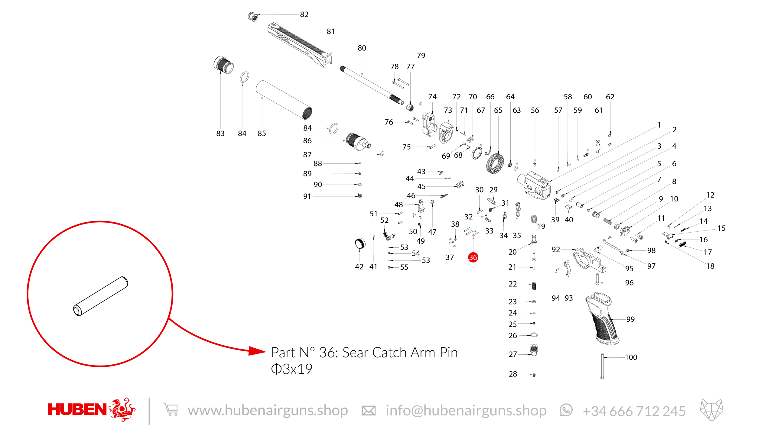 Spare Parts for Huben GK1 Air Pistol