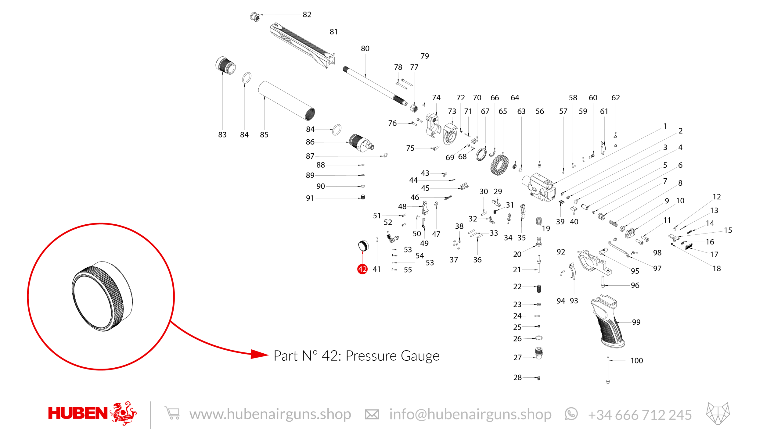 Spare Parts for Huben GK1 Air Pistol