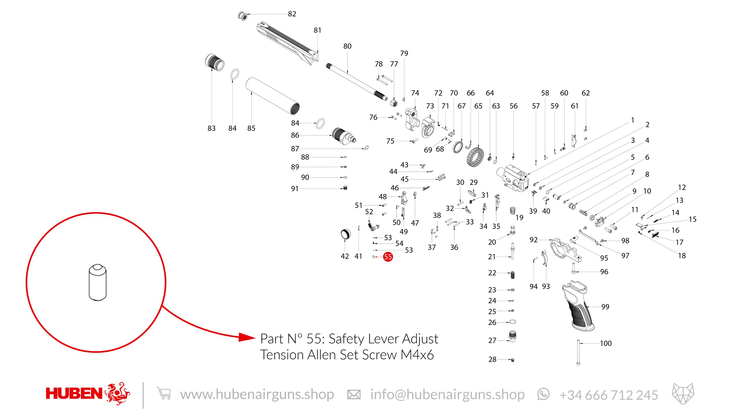 Spare Parts for Huben GK1 Air Pistol