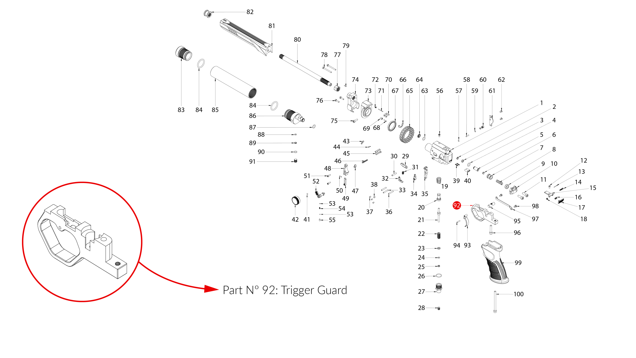 Spare Parts for Huben GK1 Air Pistol