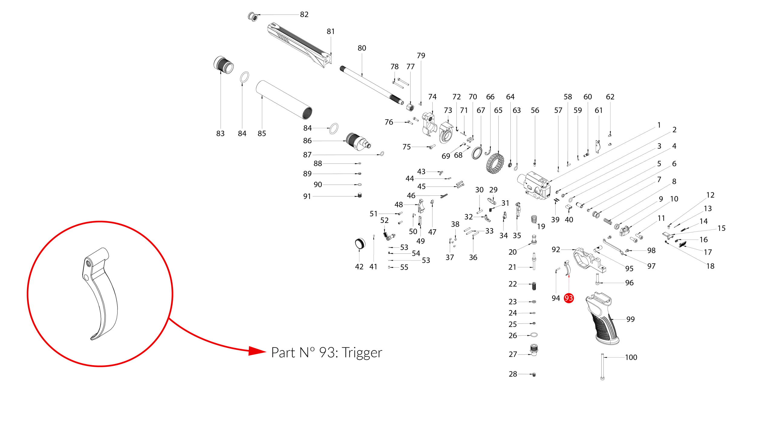 Spare Parts for Huben GK1 Air Pistol