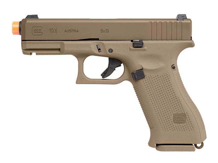 Glock 19X Gas Blowback Airsoft Pistol, Tan Glock 19X Gas Blowback Airsoft Pistol, Tan